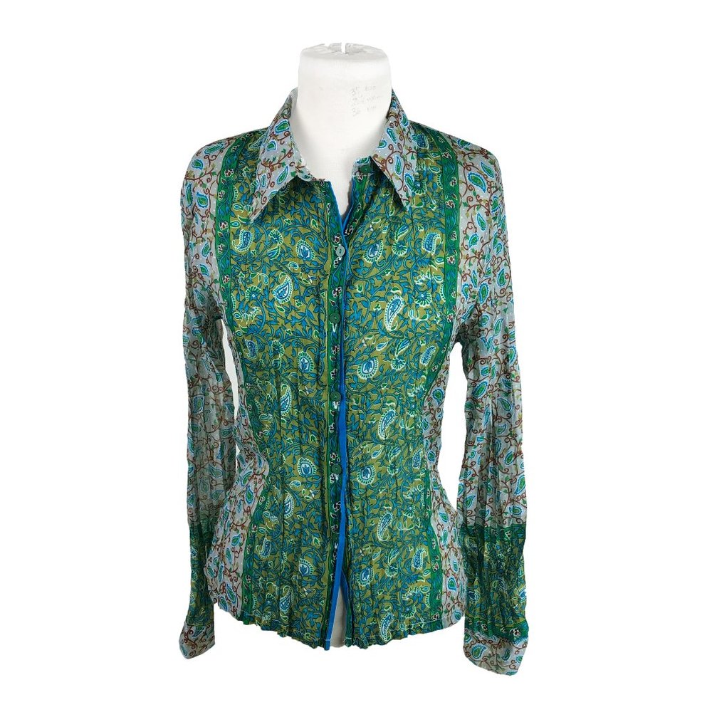 Roberta Freymann S Small Blouse Button Front Pais… - image 1